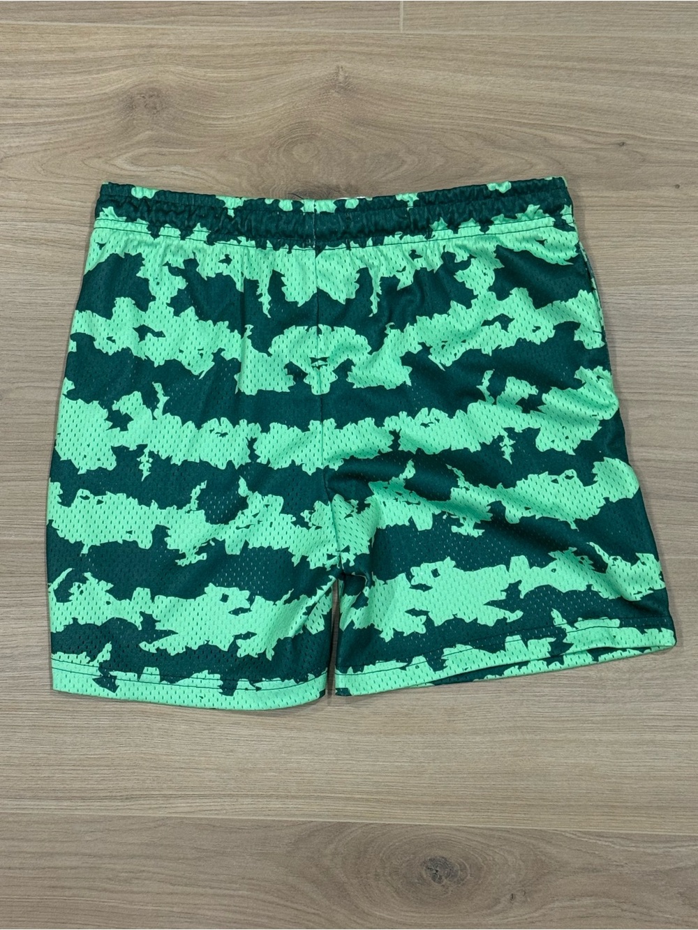 Bucket Squad! Kids Green Camo Athletic Shorts with Red 'B' Accent - Picture 4 of 5